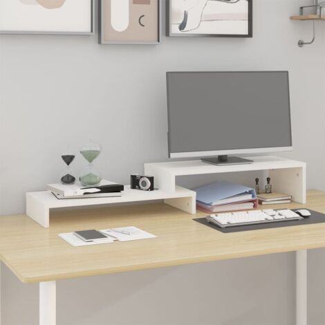 Monitor Stand White (52-101)x22x14 cm Solid Wood Pine vidaXL