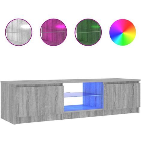 TV Cabinet with LED Lights Grey Sonoma 140x40x36 cm vidaXL