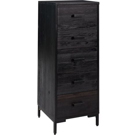 Chest of Drawers Black 42x35x110 cm Solid Pinewood vidaXL