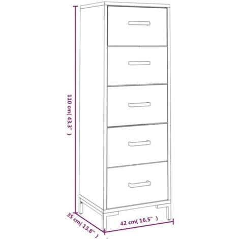 Chest of Drawers Black 42x35x110 cm Solid Pinewood vidaXL