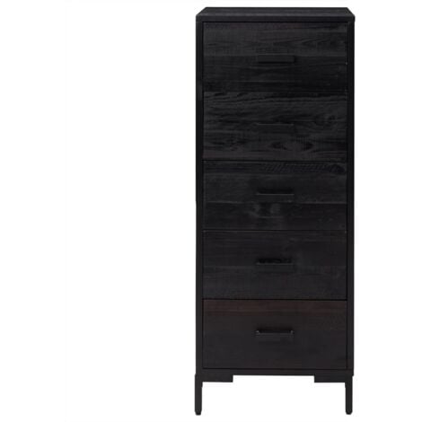 Chest of Drawers Black 42x35x110 cm Solid Pinewood vidaXL