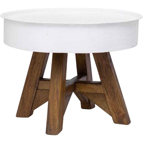 Coffee Table Solid Reclaimed Wood 60x45 cm White vidaXL