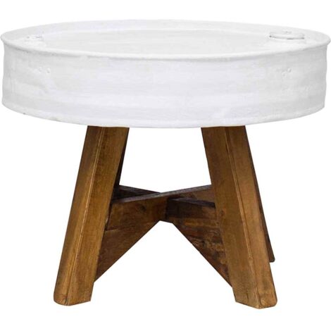 Coffee Table Solid Reclaimed Wood 60x45 cm White vidaXL