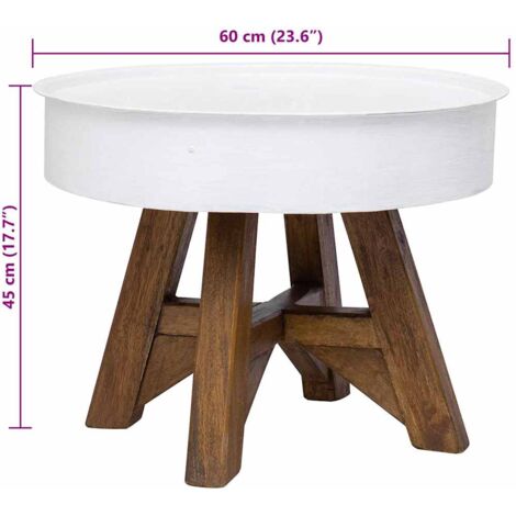 Coffee Table Solid Reclaimed Wood 60x45 cm White vidaXL
