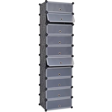 Interlocking Shoe Organiser with 10 Compartments Black vidaXL
