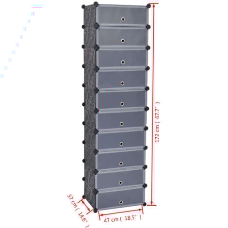 Interlocking Shoe Organiser with 10 Compartments Black vidaXL