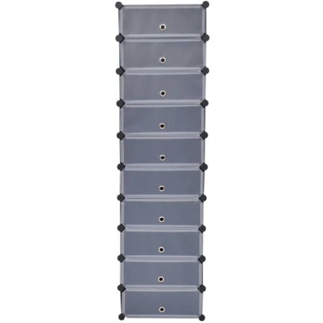 Interlocking Shoe Organiser with 10 Compartments Black vidaXL
