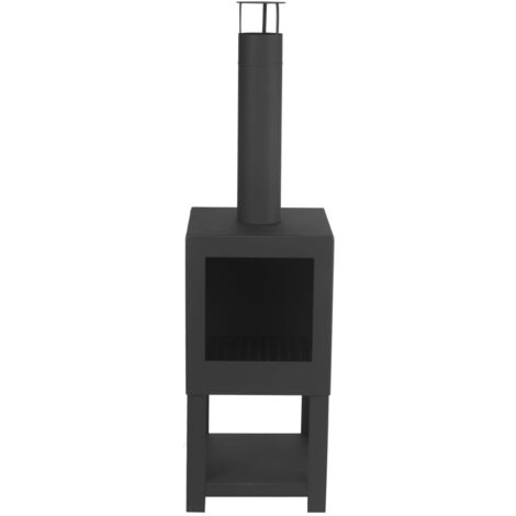 Outdoor Fireplace with Firewood Storage Black FF410 Esschert Design