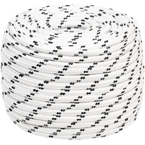 Braided Boat Rope White 14 mmx25 m Polyester vidaXL