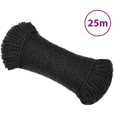 Work Rope Black 3 mm 25 m Polypropylene vidaXL
