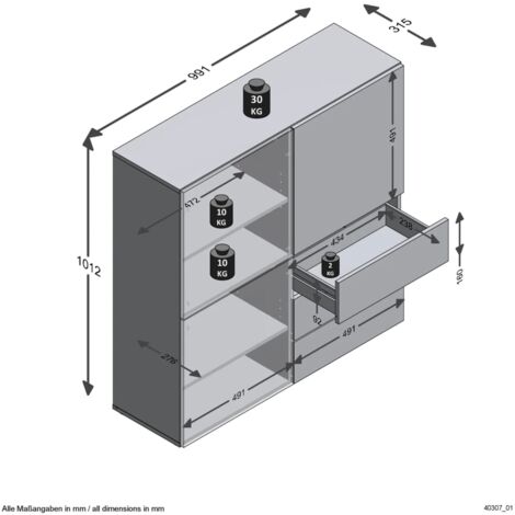 Cabinet with 3 Drawers and 3 Doors 99x31.5x101.2 cm Blue FMD
