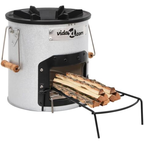 Camping Wood Stove Silver 45x25x26 cm Steel vidaXL
