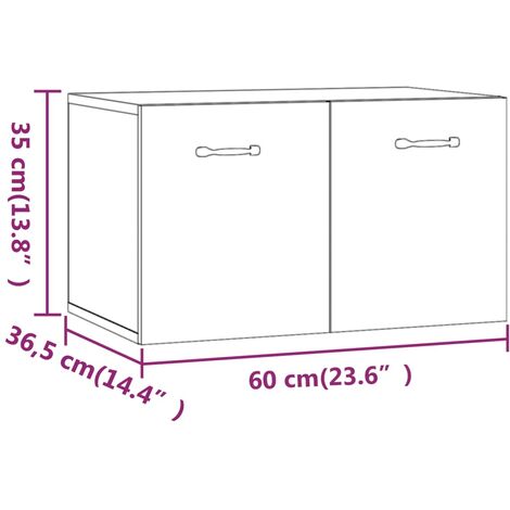 Wall Cabinet High Gloss White 60x 36.5x35 cm Engineered Wood vidaXL