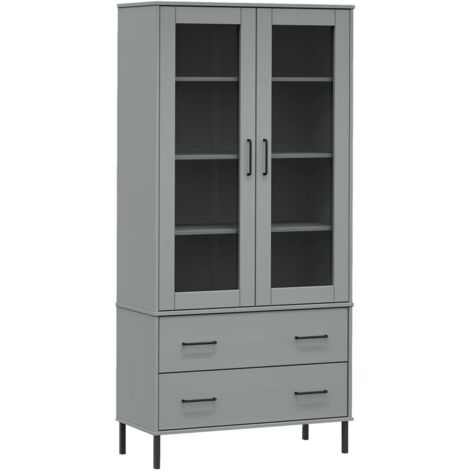 Bookcase with Metal Legs Grey 85x35x172.5 cm Solid Wood OSLO vidaXL (1/5)
