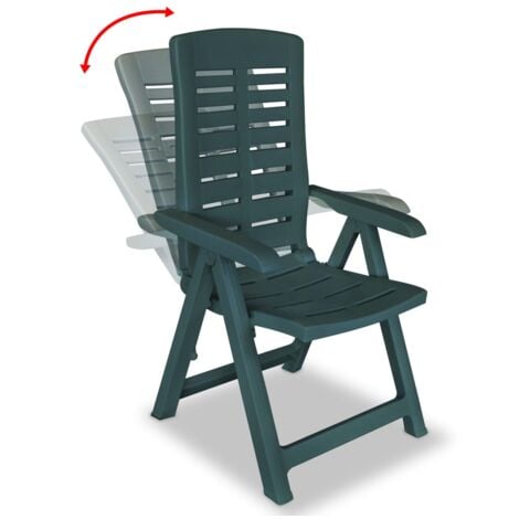 Reclining Garden Chairs 2 pcs Plastic Green vidaXL