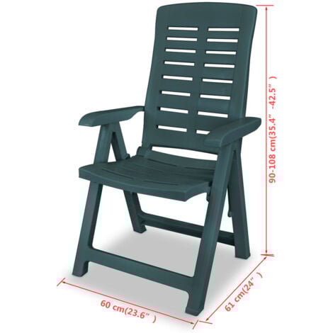 Reclining Garden Chairs 2 pcs Plastic Green vidaXL