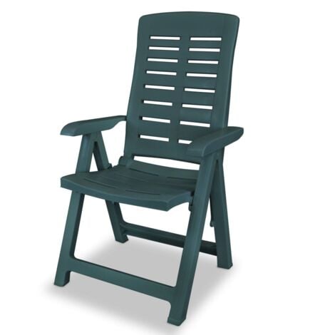 Reclining Garden Chairs 2 pcs Plastic Green vidaXL