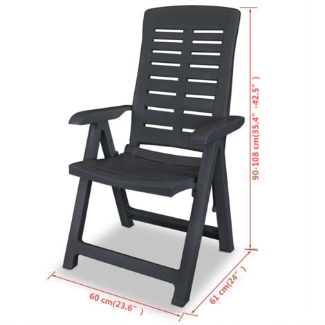 Reclining Garden Chairs 2 pcs Plastic Anthracite vidaXL