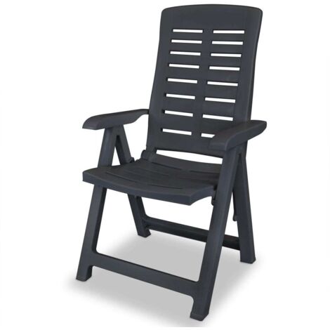 Reclining Garden Chairs 2 pcs Plastic Anthracite vidaXL