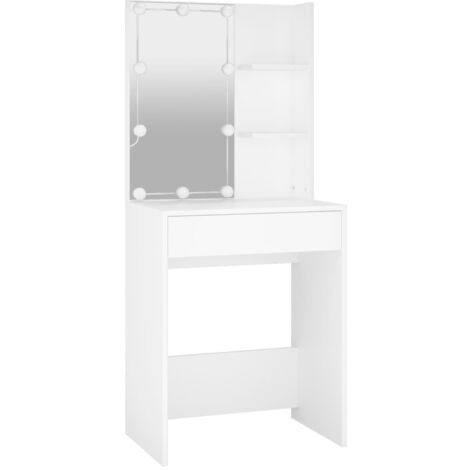 Dressing Table with LED White 60x40x140 cm vidaXL