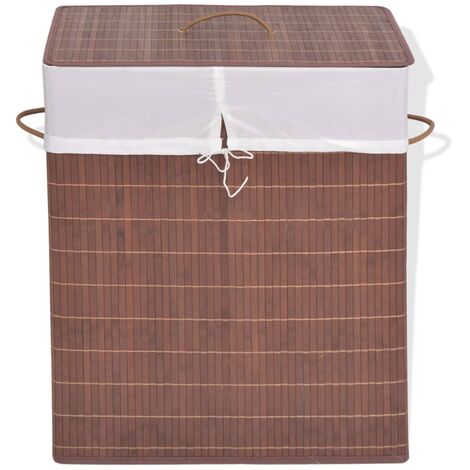 Bamboo Laundry Bin Rectangular Brown vidaXL