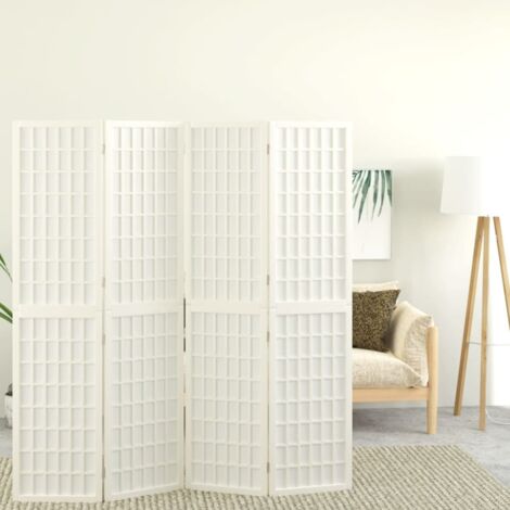 Folding 4-Panel Room Divider Japanese Style 160x170 cm White vidaXL