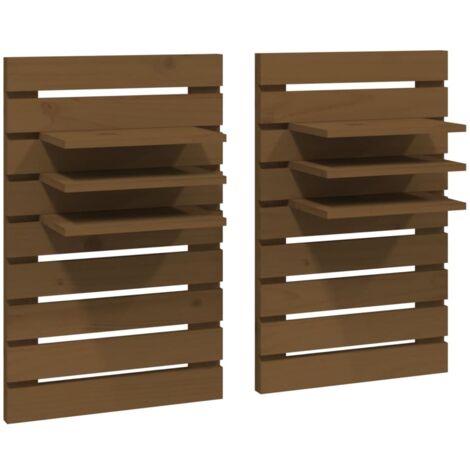 Wall-mounted Bedside Shelves 2 pcs Honey Brown Solid Wood Pine vidaXL (1/5)