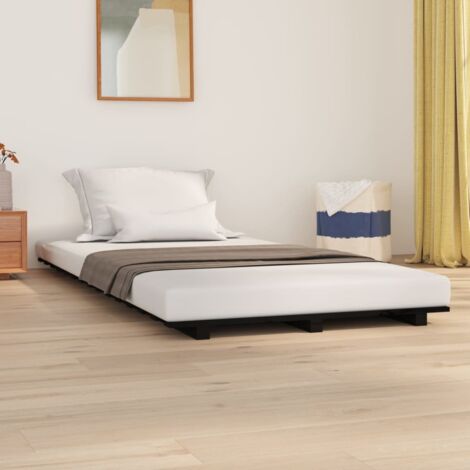 Bed Frame without Mattress Black 90x190 cm Single Solid Wood Pine vidaXL