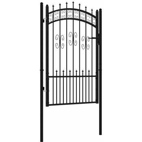 Fence Gate with Spear Top Black 103x150 cm Powder-coated Steel vidaXL