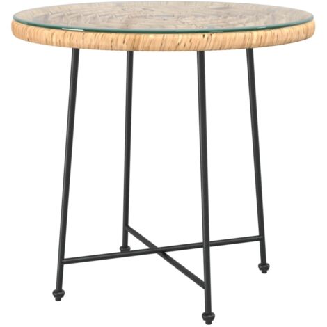 Dining Table Ø80 cm Tempered Glass and Steel vidaXL