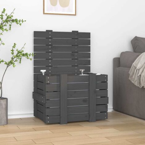 Storage Box Grey 58x40.5x42 cm Solid Wood Pine vidaXL