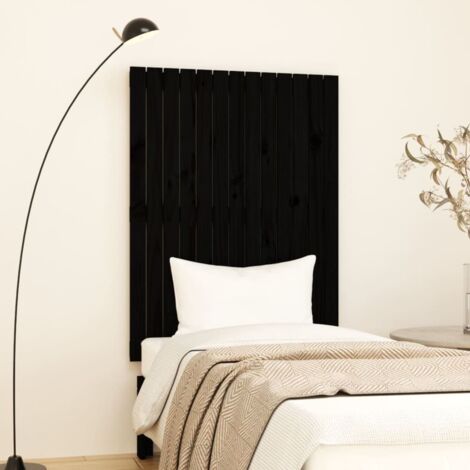 Wall Headboard Black 82.5x3x110 cm Solid Wood Pine vidaXL