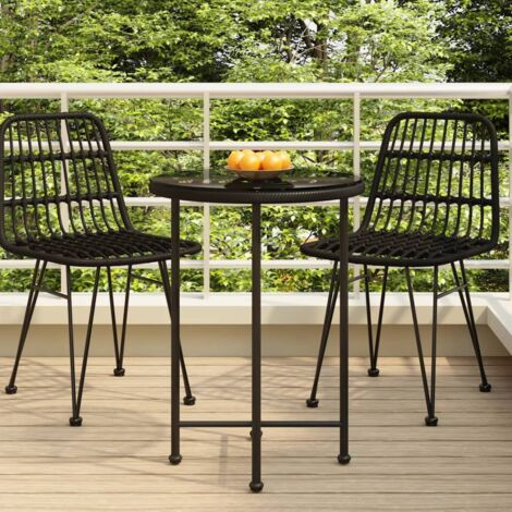 Dining Table Black Ø55 cm Tempered Glass and Steel vidaXL