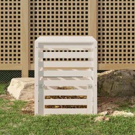 Composter White 63.5x63.5x77.5 cm Solid Wood Pine vidaXL