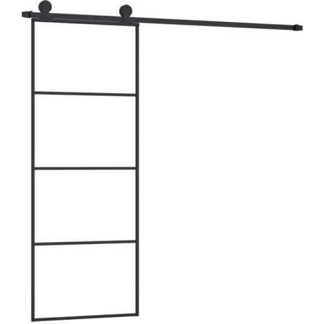 Sliding Door with Hardware Set 76x205 cm ESG Glass&Aluminium vidaXL