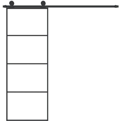 Sliding Door with Hardware Set 76x205 cm ESG Glass&Aluminium vidaXL