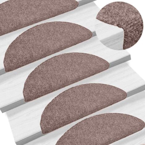 Stair Mats Self-adhesive 15 pcs 65x21x4 cm Light Brown Half Round Large vidaXL