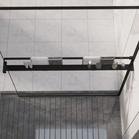 Shower Shelf for Walk-in Shower Wall Black 118 cm Aluminium vidaXL