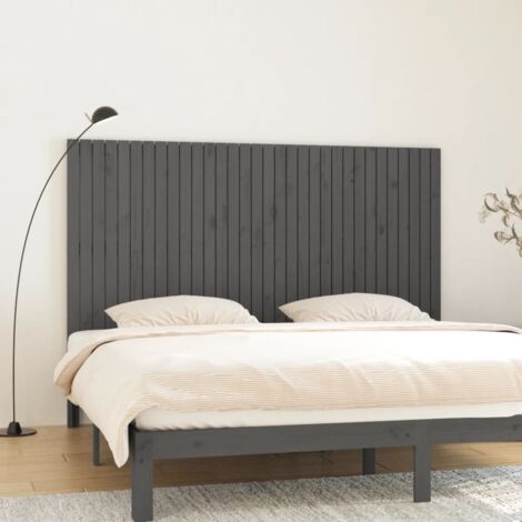 Wall Headboard Grey 204x3x110 cm Solid Wood Pine vidaXL (1/5)