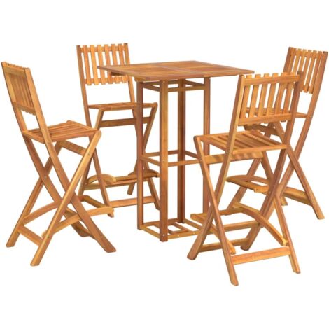Outdoor Bar Set  Natural  Solid Acacia wood  Standard   Foldable vidaXL