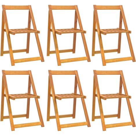 Garden Chair Set of 6  Brown  Solid Acacia Wood  Medium  Foldable vidaXL