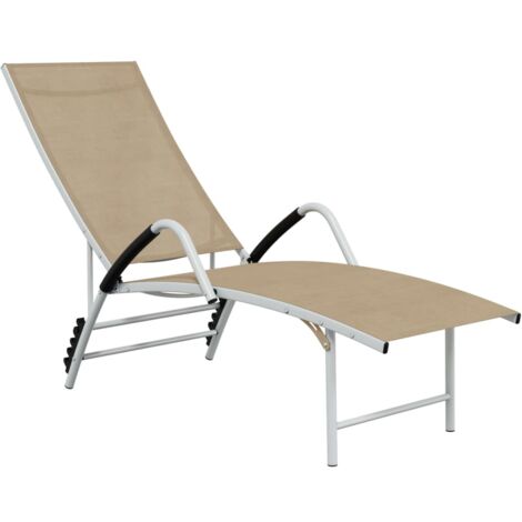 Sun Lounger Cream Aluminium Extra High Adjustable Armrests vidaXL (1/5)
