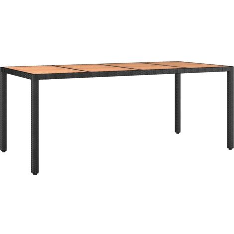 Garden Table with Wooden Top Black Poly Rattan&Solid Wood Acacia vidaXL
