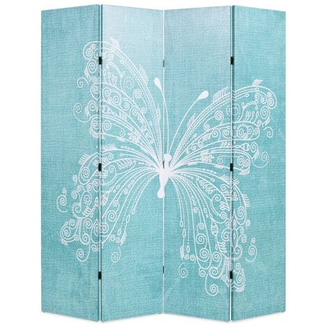 Folding Room Divider 160x170 cm Butterfly Blue vidaXL