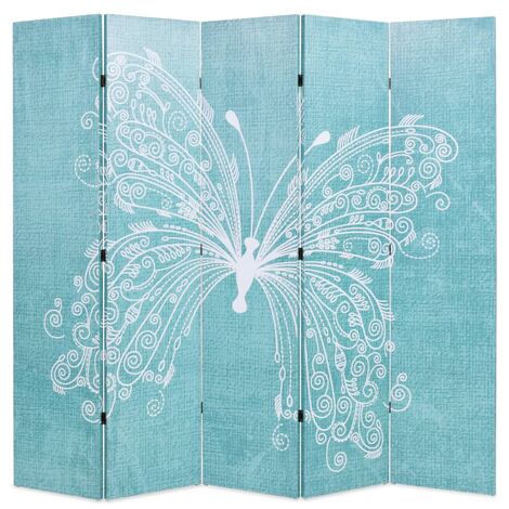 Folding Room Divider 200x170 cm Butterfly Blue vidaXL