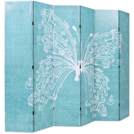 Folding Room Divider 228x170 cm Butterfly Blue vidaXL
