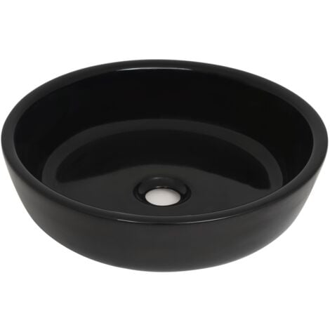 vidaXL Basin Ceramic Round Black 42x12 cm - Black