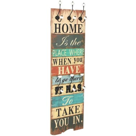 Wall-mounted Coat Rack with 6 Hooks 120x40 cm HOME IS vidaXL