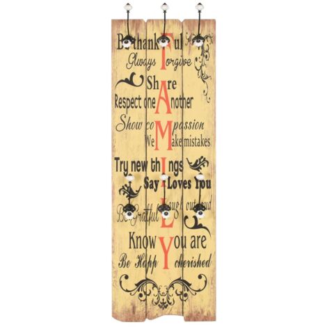 Wall-mounted Coat Rack with 6 Hooks 120x40 cm FAMILY vidaXL