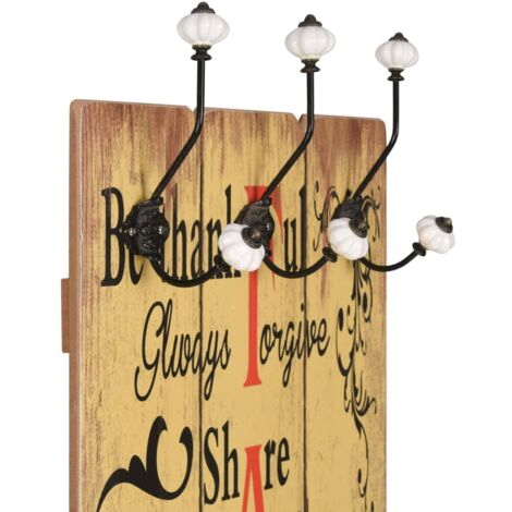 Wall-mounted Coat Rack with 6 Hooks 120x40 cm FAMILY vidaXL